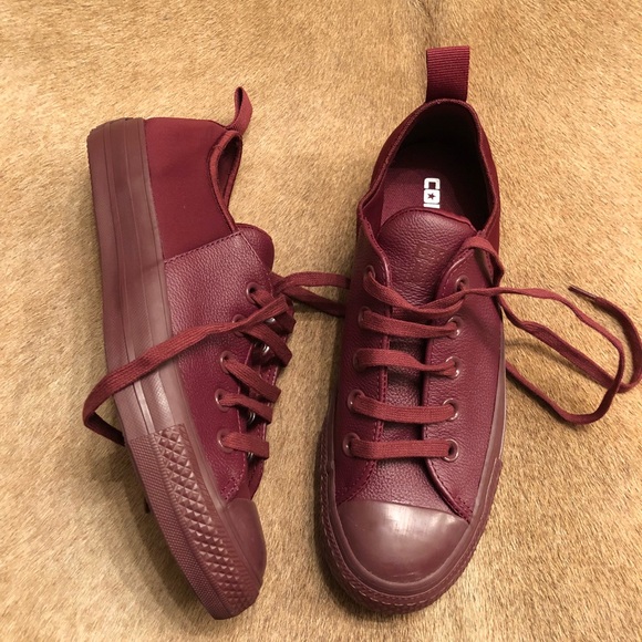 burgundy leather converse